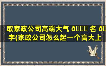 取家政公司高端大气 🐟 名 🦊 字(家政公司怎么起一个高大上的名字)